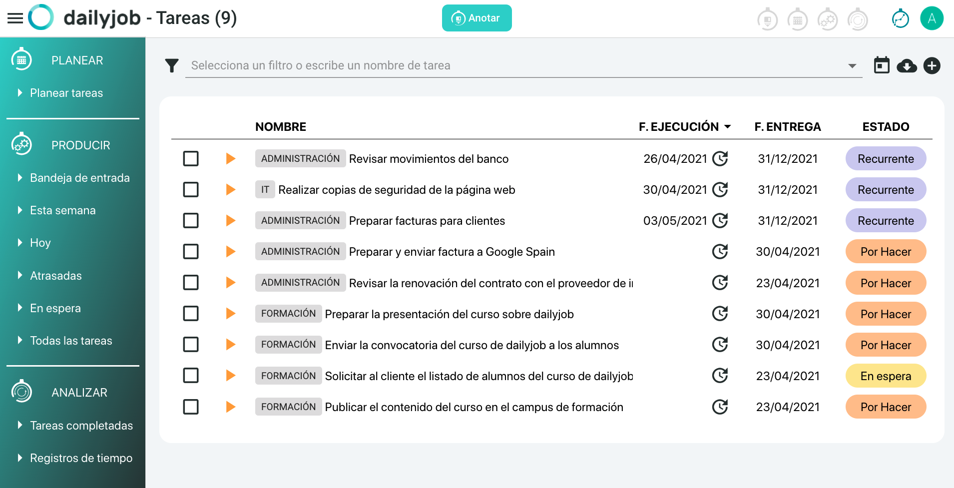 Versión lite de dailyjob